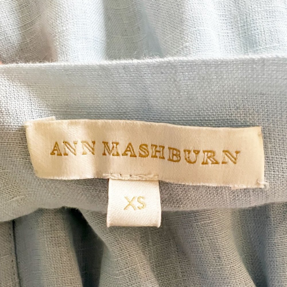 ANN MASHBURN Light Blue Midi Linen Wrap Skirt - Picture 6 of 8